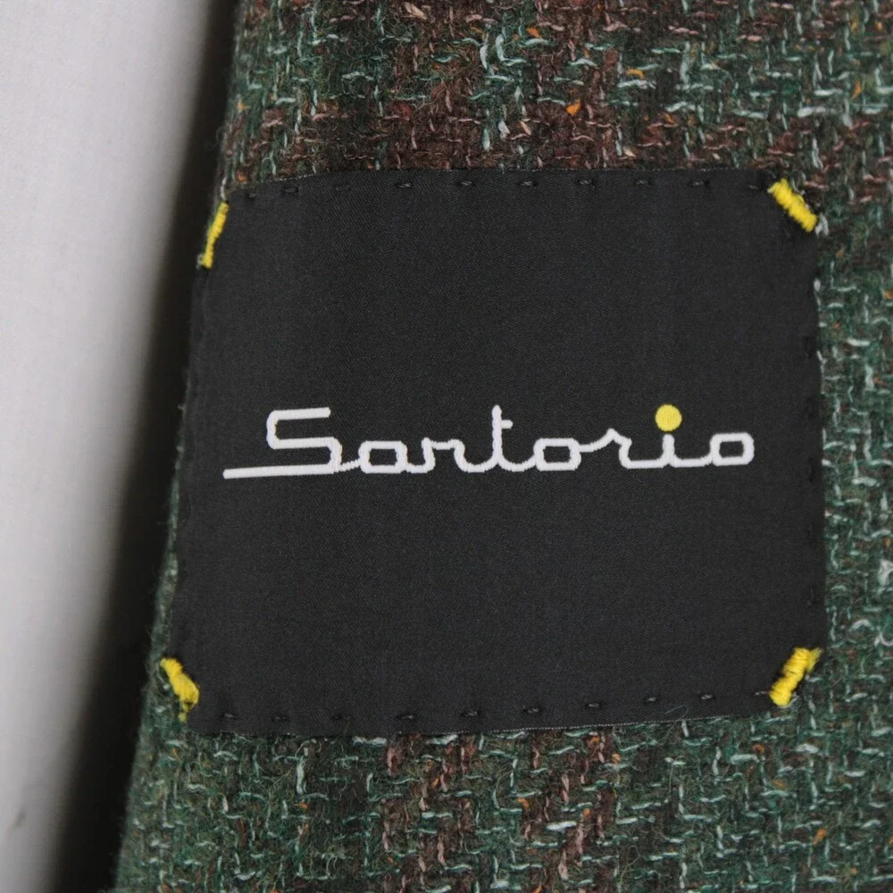 Sartorio Kiton NWT Wool Blend Sport Coat Size 52R (42R US) Green w/ Brown Plaid